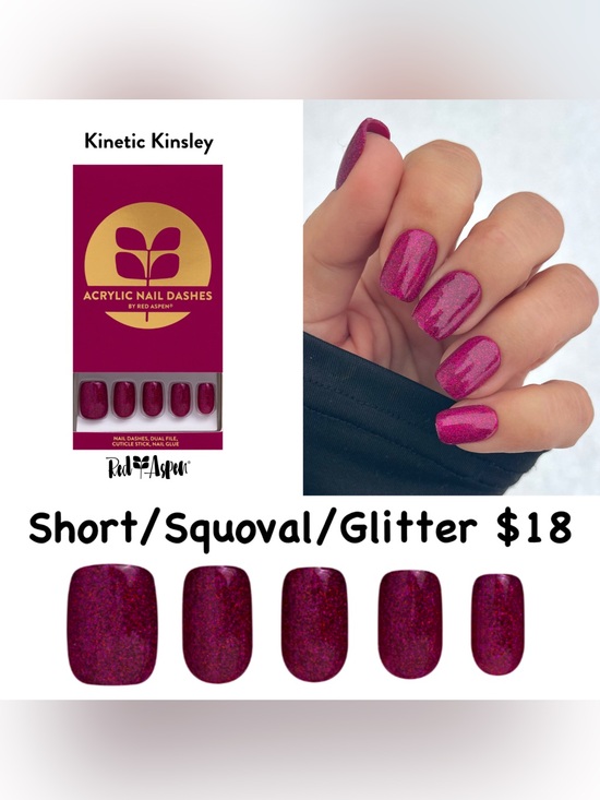 Red Aspen Other - Red Aspen Kinetic Kinsley Glitter Press-On Nails in Magenta Pink